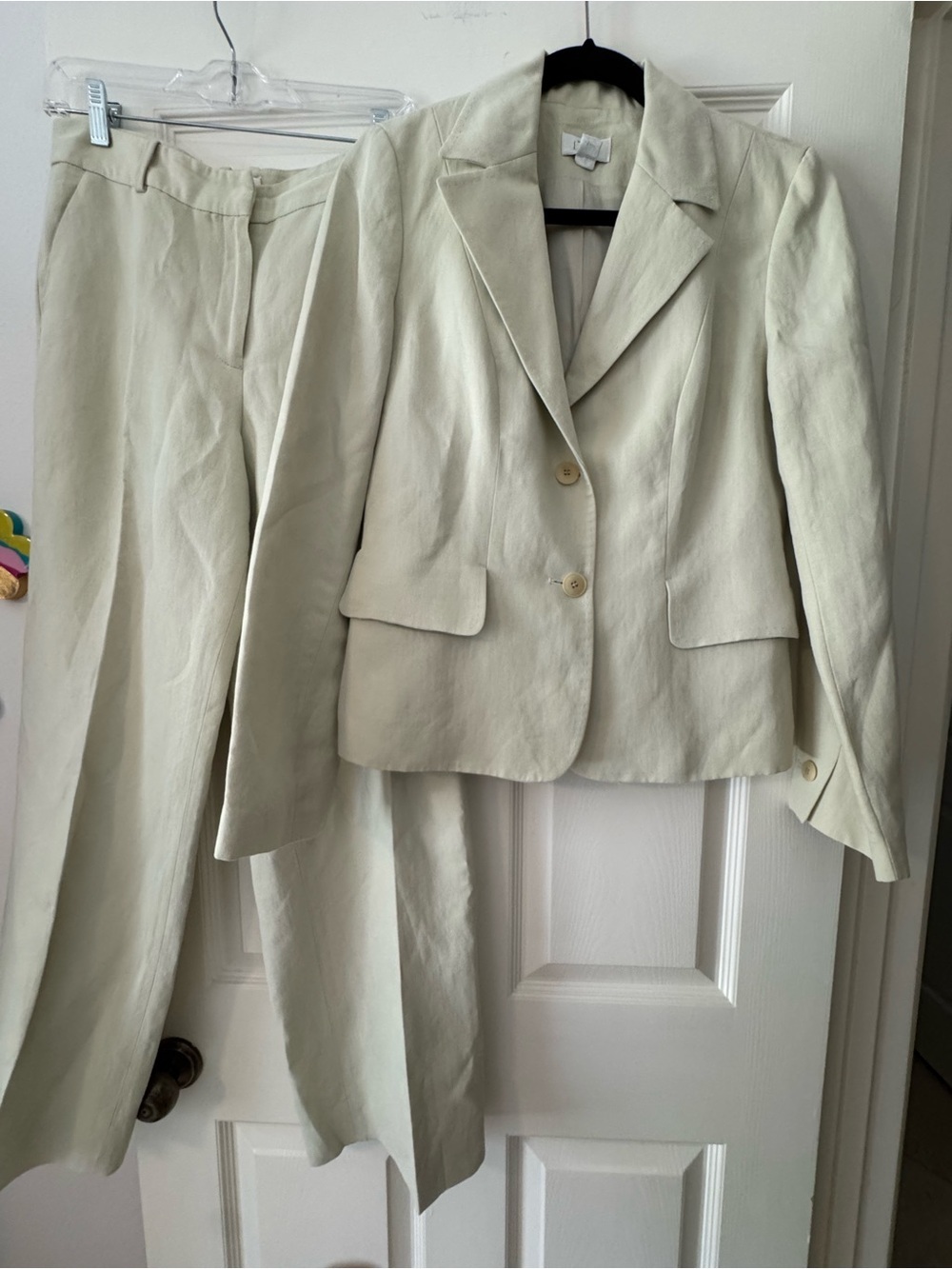 LOFT Women's Pastel Sage Linen-like Blazer and Pant Suit Set